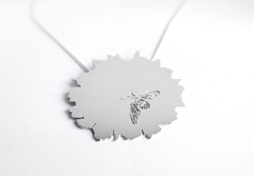 Silver flower bee necklace