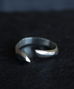 Silver faceted open ring