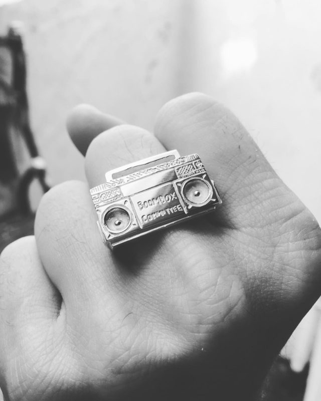 Boombox silver ring